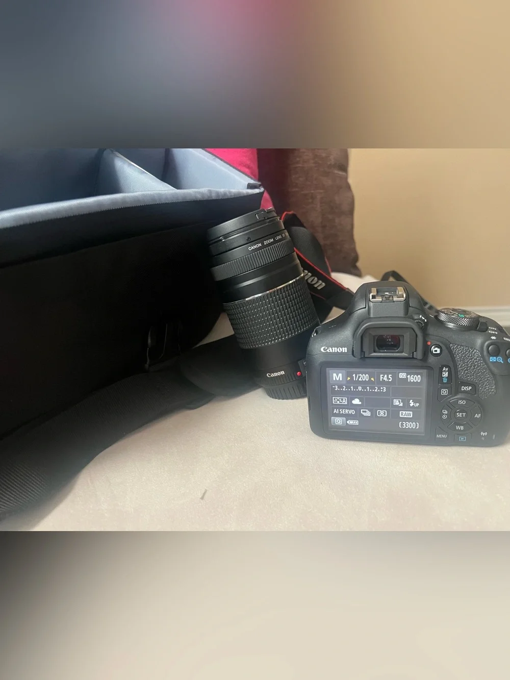 Canon Rebel T7 DSLR with Black 18-55mm Kit Lens and Black 75-300mm Tele Lens